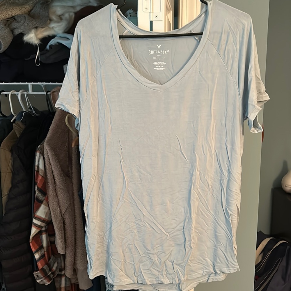 american eagle soft & sexy blue tee